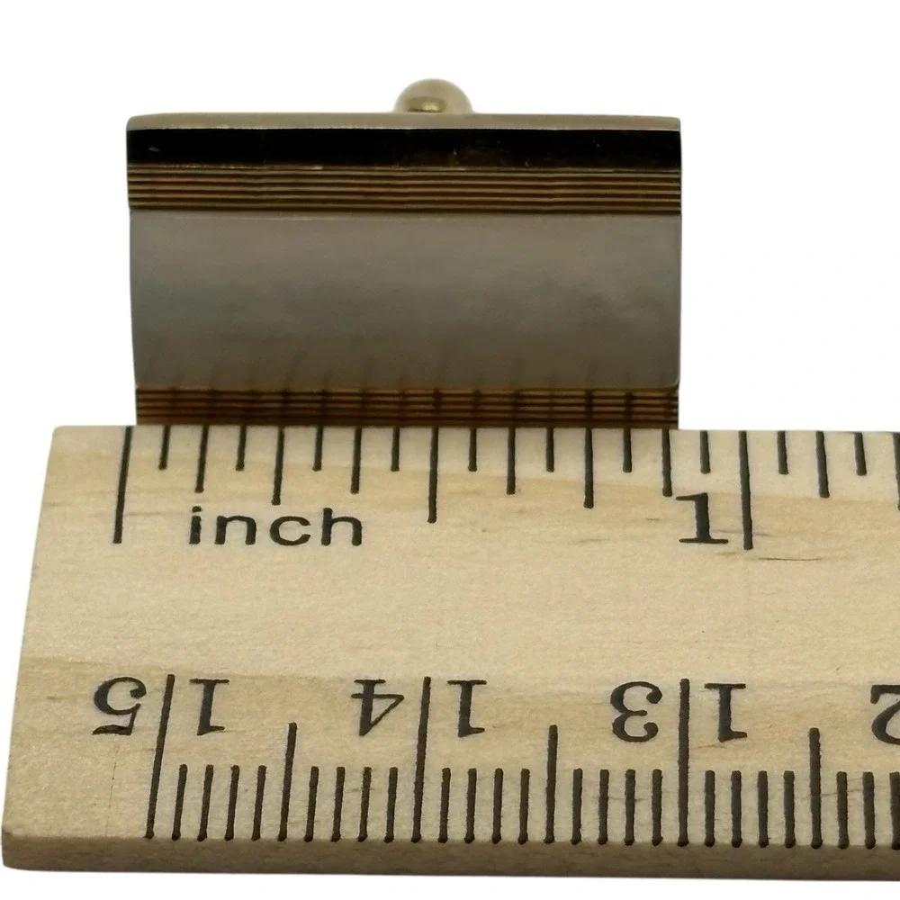 Vintage Swank Cufflinks Tie Bar Set Gold Tone Metal Mother Of Pearl‎ Rectangle